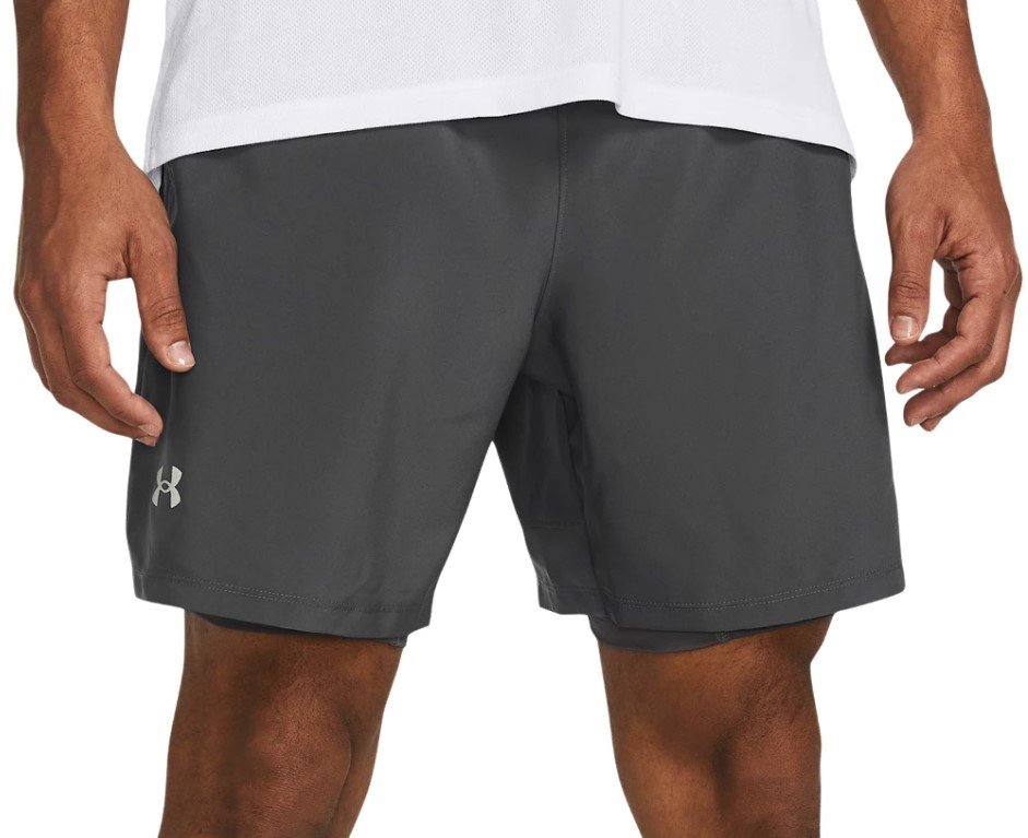 Šortky s podšívkou Under Armour UA LAUNCH 7'' 2-IN-1 SHORTS-GRY