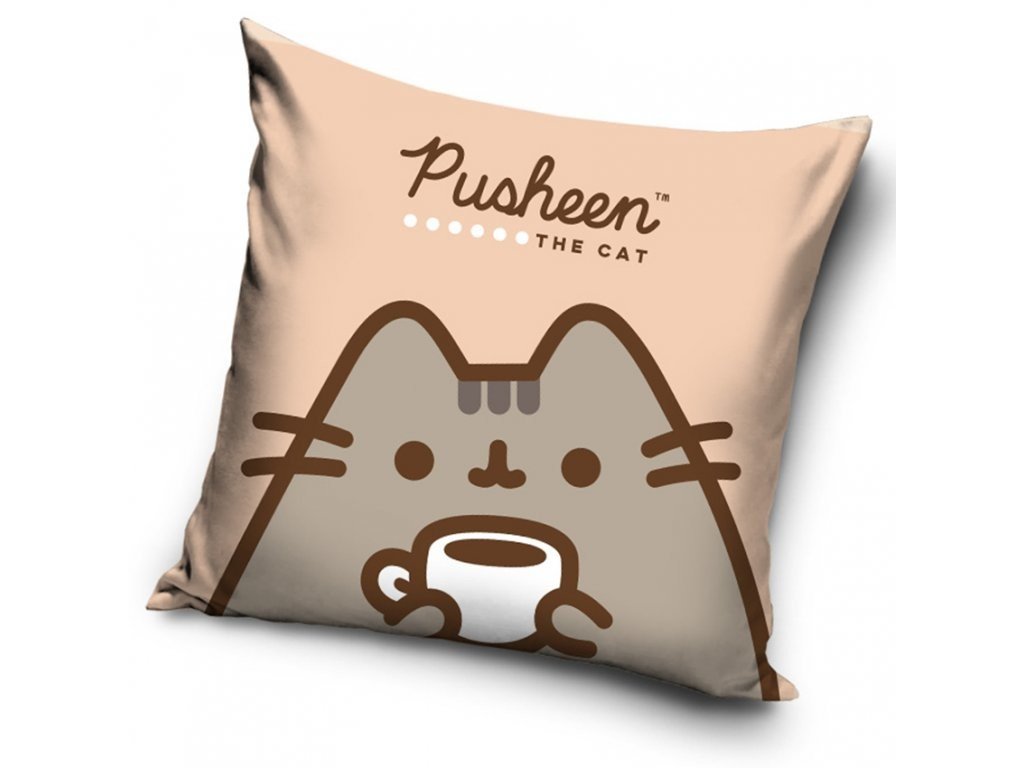 Carbotex Povlak na polštářek 40x40 cm - Kočička Pusheen  Čas na kávu