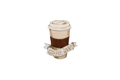 Dřevěná brož Coffee Lover Brooch