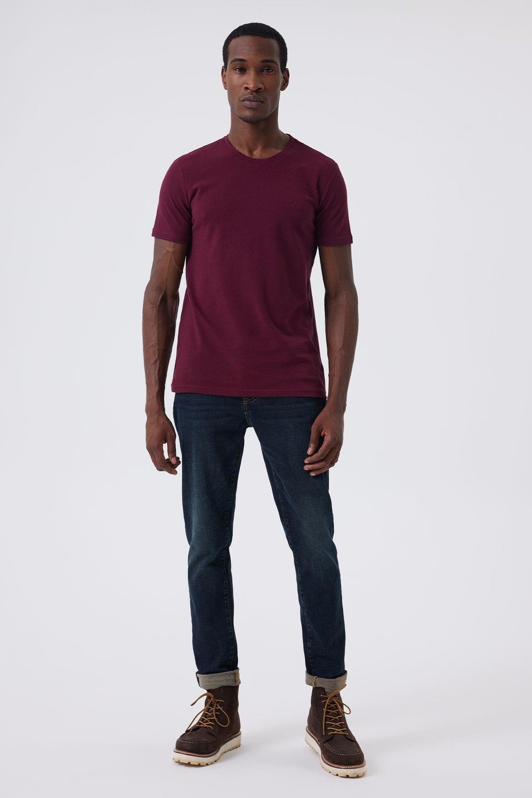 Lee Cooper Twingos 6 Men's Pique O Neck T-Shirt Burgundy