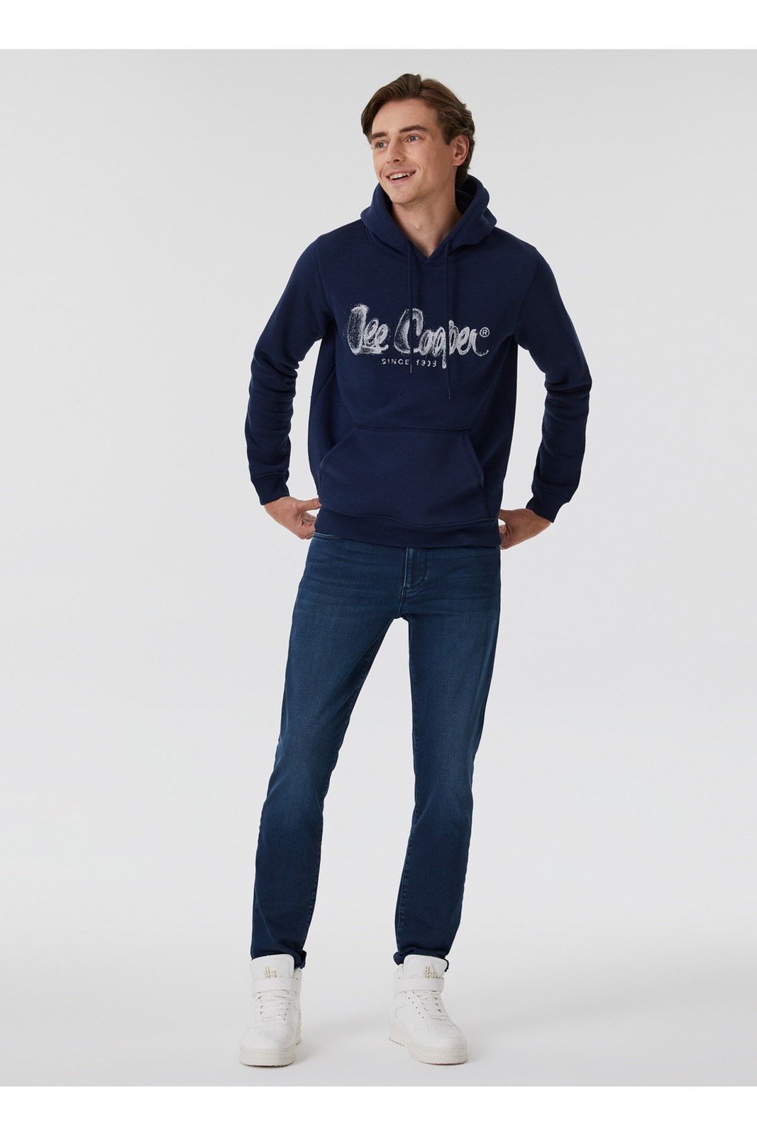 Lee Cooper Men's Hooded Navy Blue Sweatshirt 231 Lcm 241016 Garen