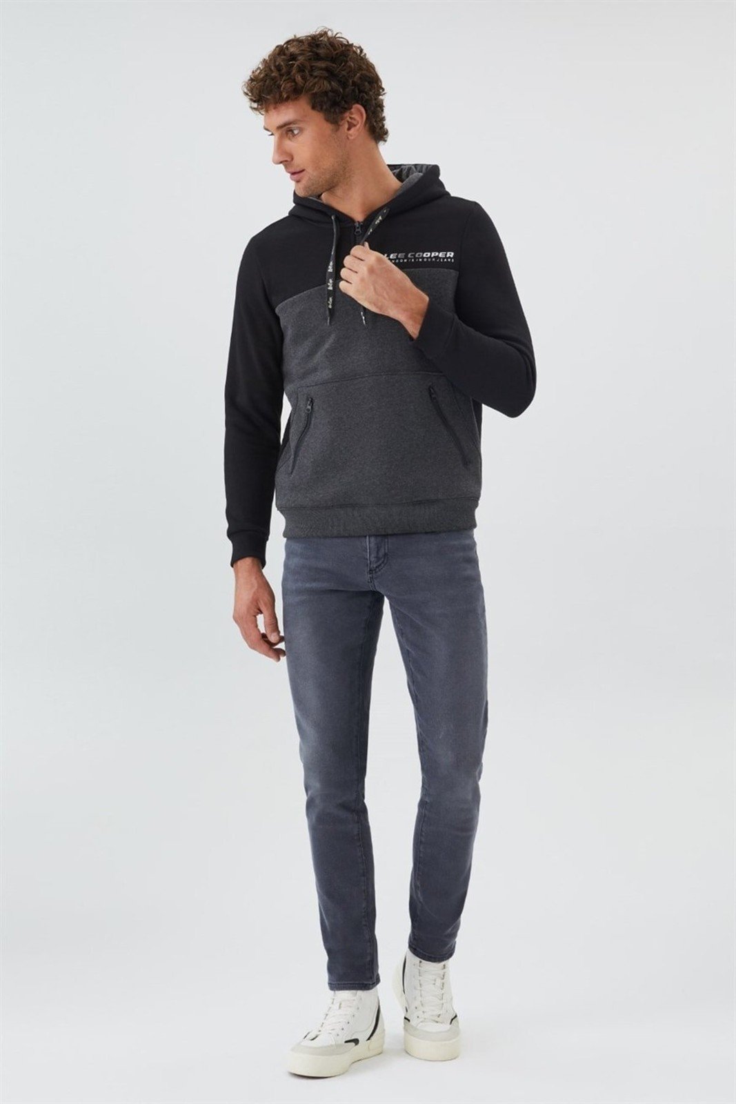 Lee Cooper Juno Men's Hooded Sweatshirt Black - Anthracite