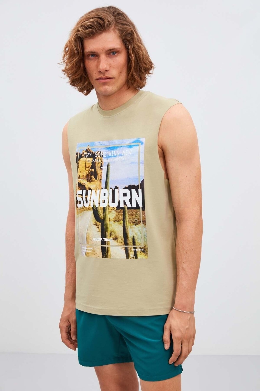 GRIMELANGE Sunburn Men's Wide Shoulder 100% Cotton Printed Undershir