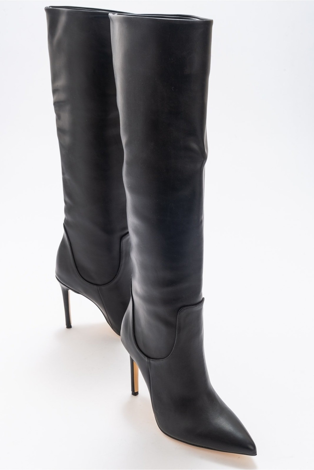 LuviShoes Navy Black Skin Women's Heeled Boots