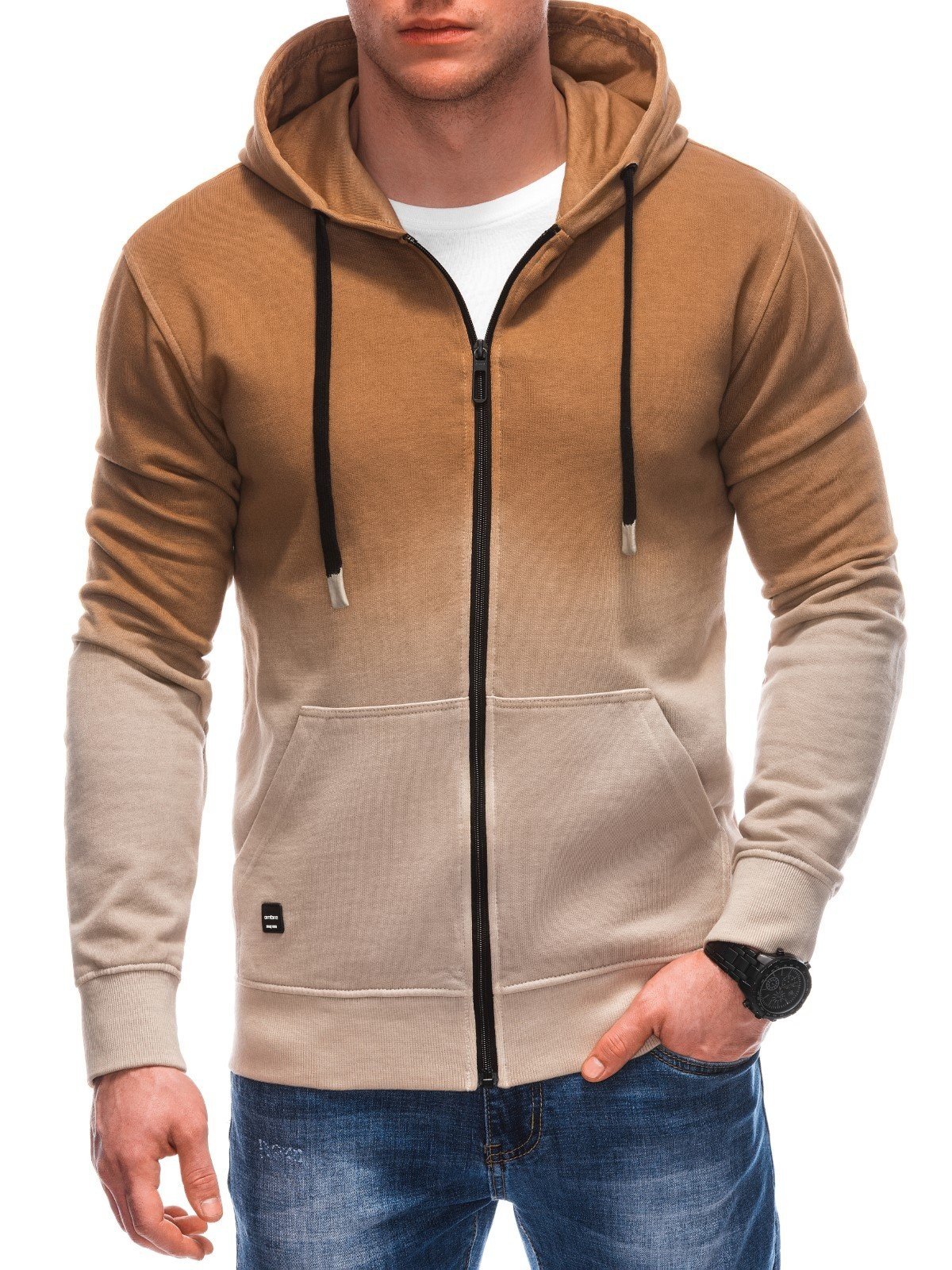 Edoti OM-SSWS-0127 men's unbuttoned hooded sweatshirt