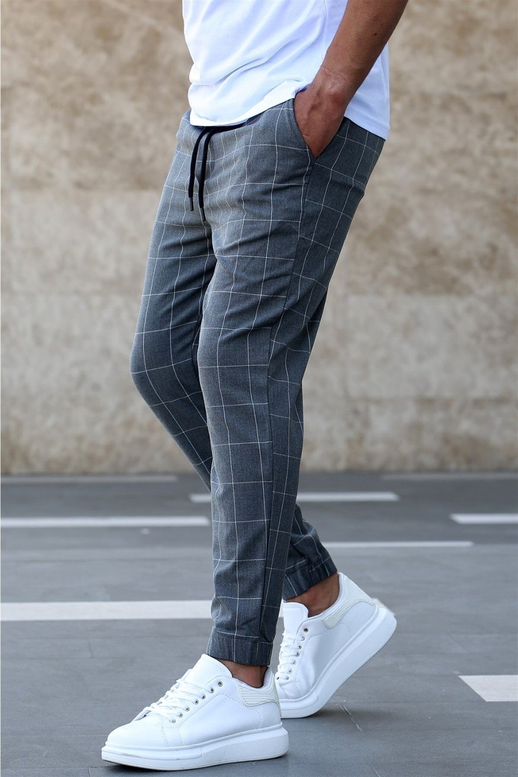 Madmext Checked Anthracite Jogger