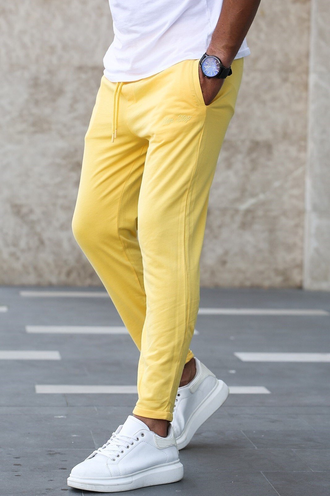 Madmext Plain Basic Yellow Tracksuit 2925