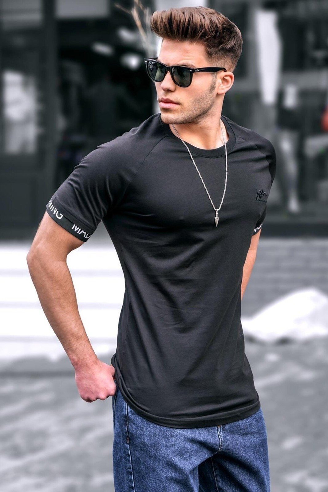 Madmext Men's Black Basic T-Shirt