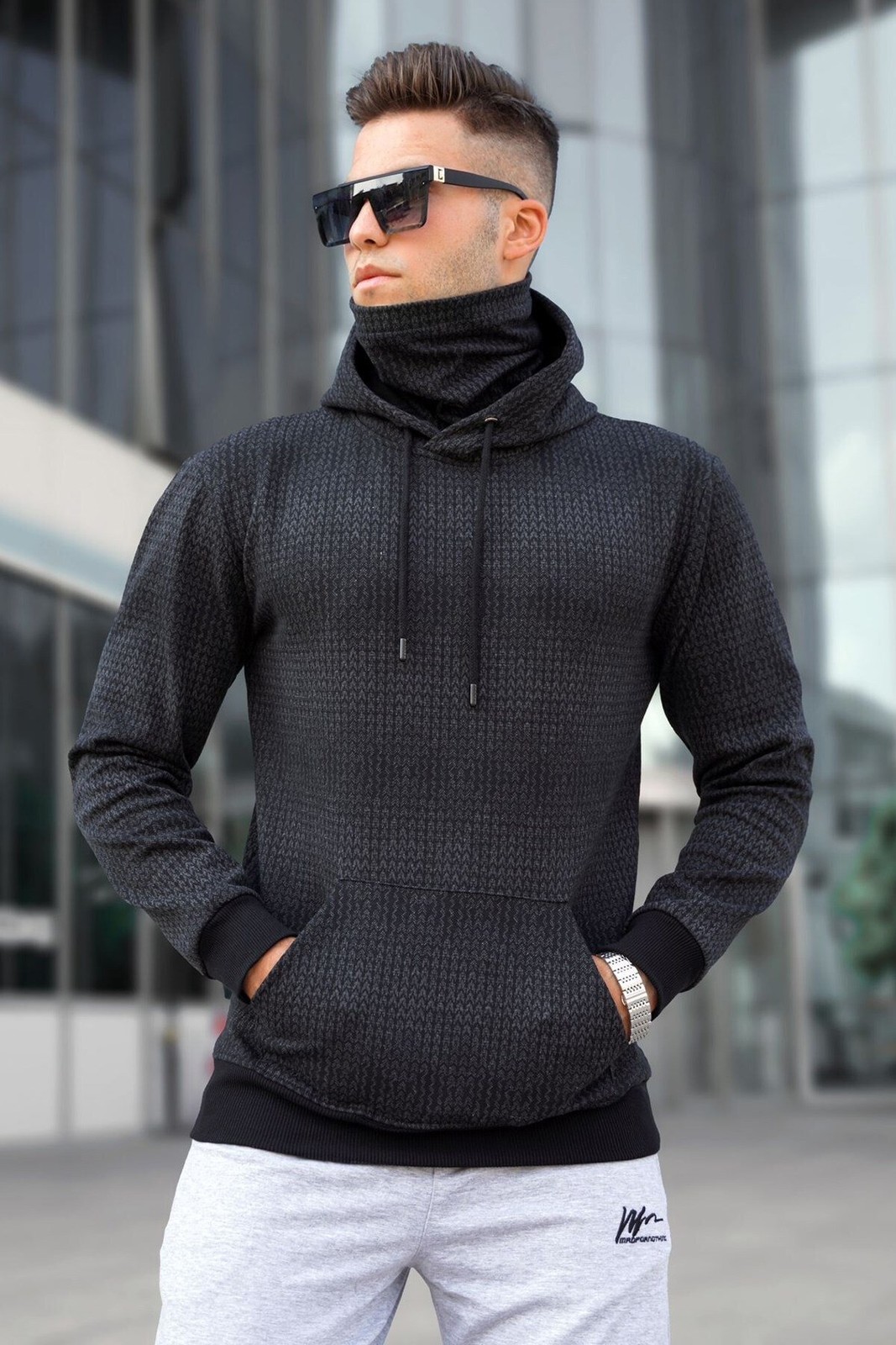 Madmext Men's Black Sweatshirt 5328