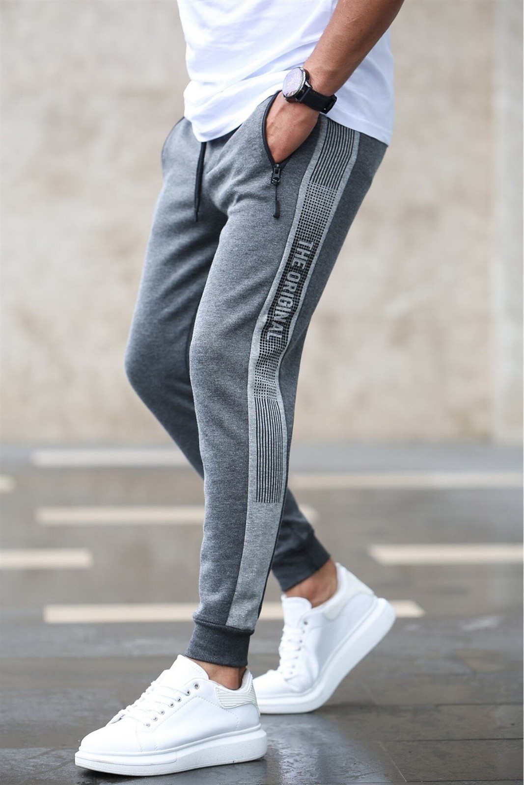Madmext Anthracite Tracksuit with Side Stripes 4218