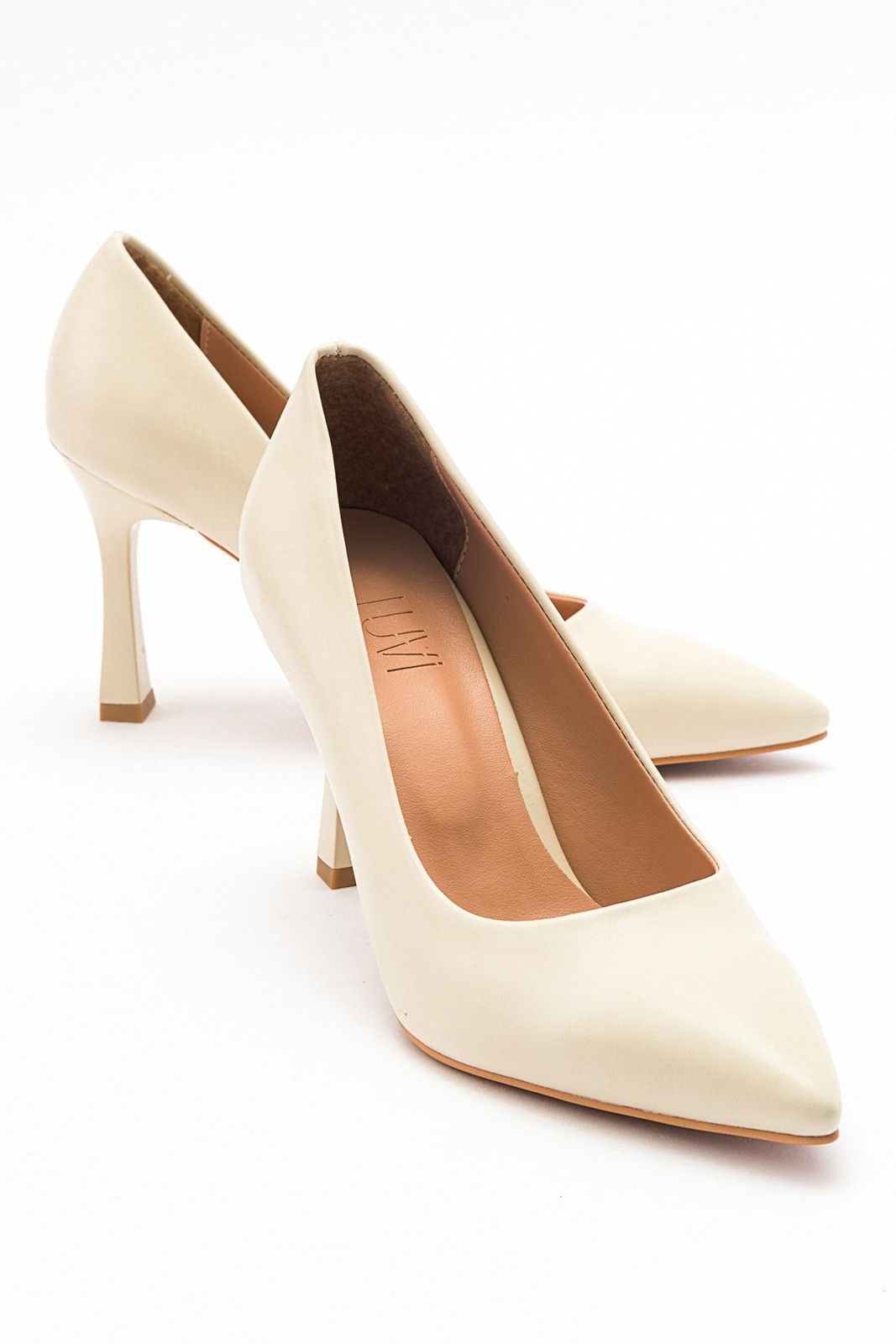 LuviShoes FOREST Ecru-Beige Skin Women's Heeled Shoes