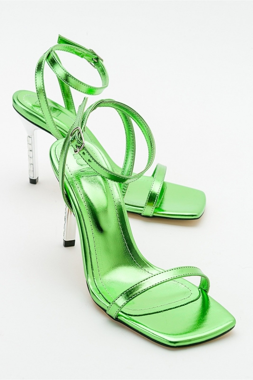 LuviShoes Edwin Women's Metallic Green Heeled Shoes