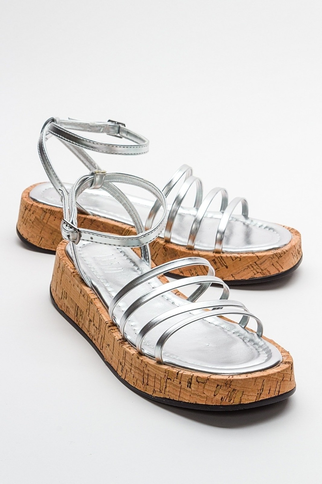LuviShoes ANGELA Women's Metallic Silver Sandals