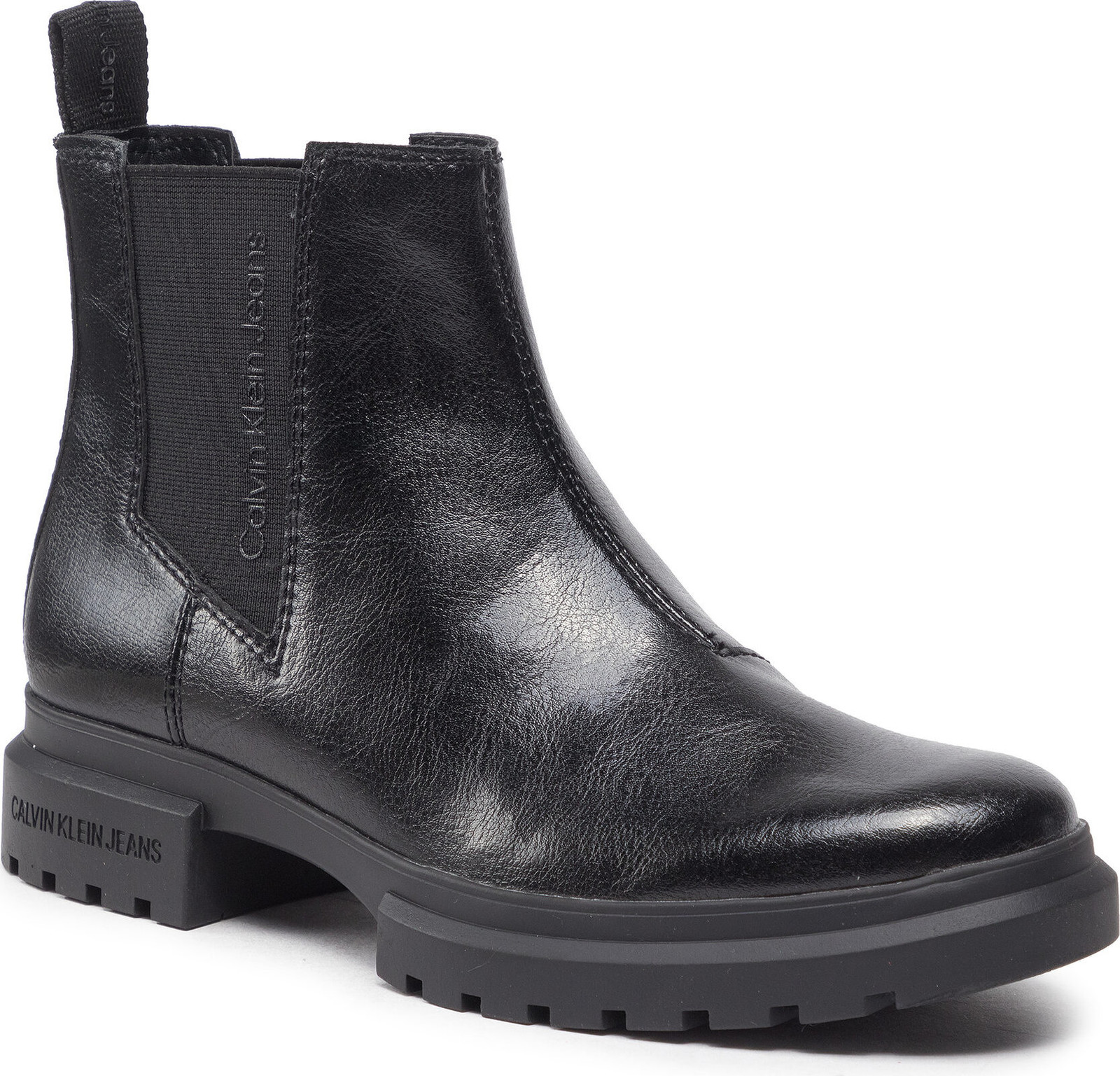 Kotníková obuv s elastickým prvkem Calvin Klein Jeans Cleated Chelsea Boot YW0YW00834 Black BDS