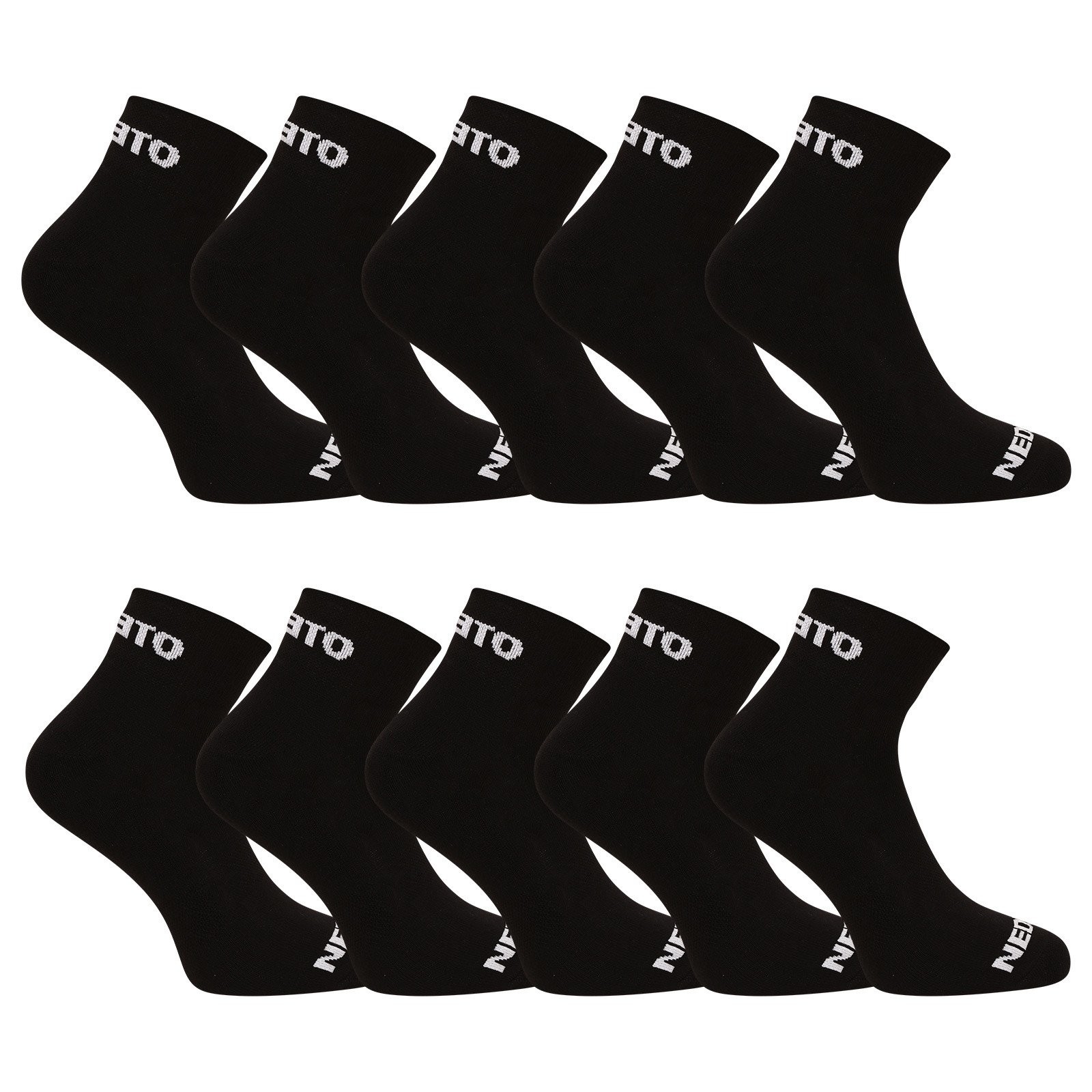 10PACK ponožky Nedeto kotníkové černé
