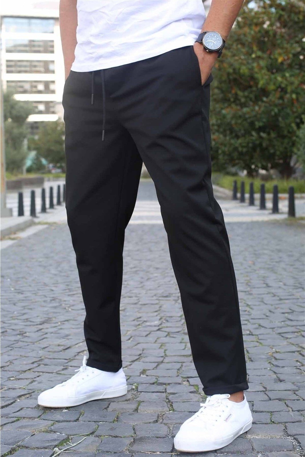 Madmext Black Basic Jogger Trousers 5486