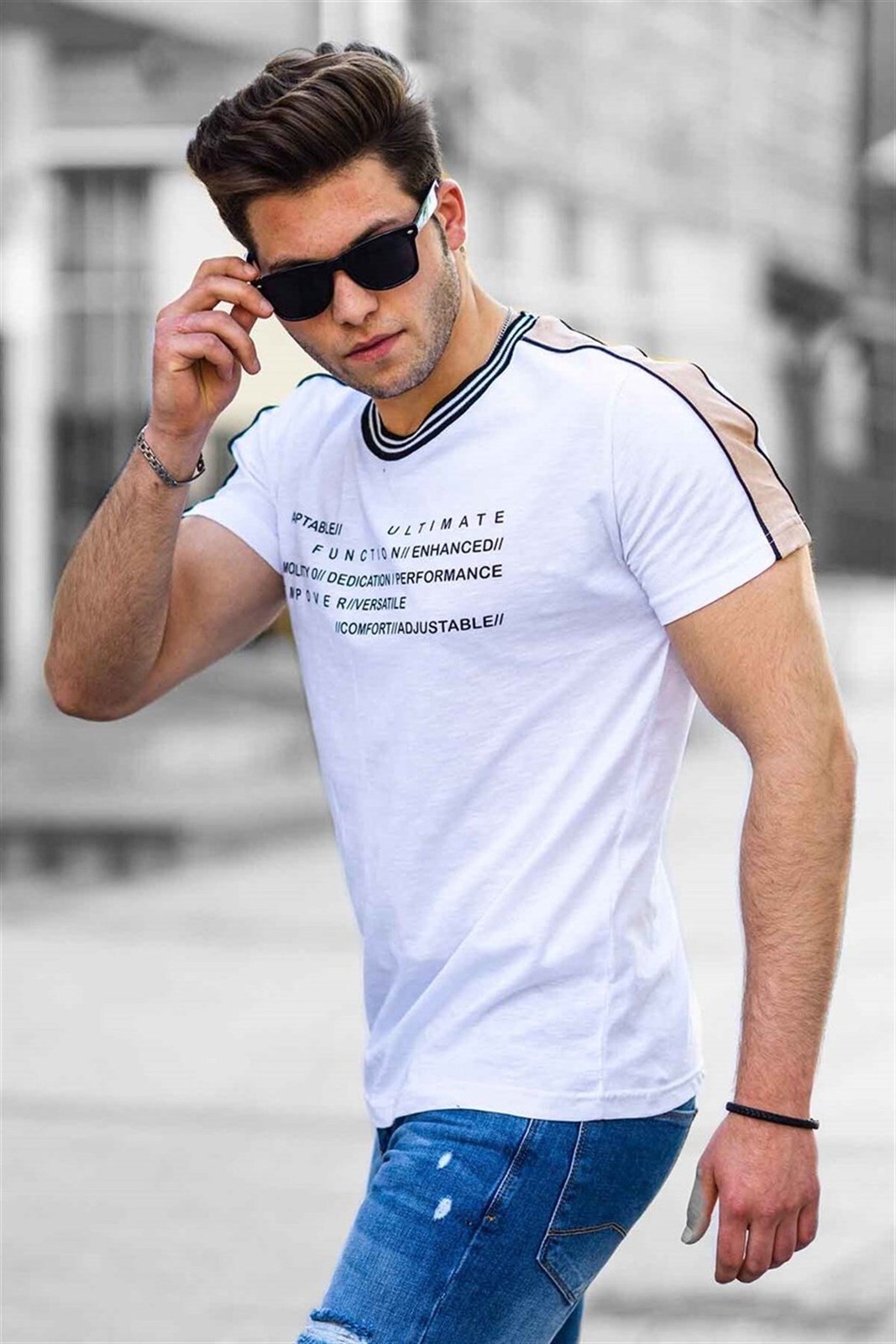 Madmext Men's Printed White T-Shirt 4530
