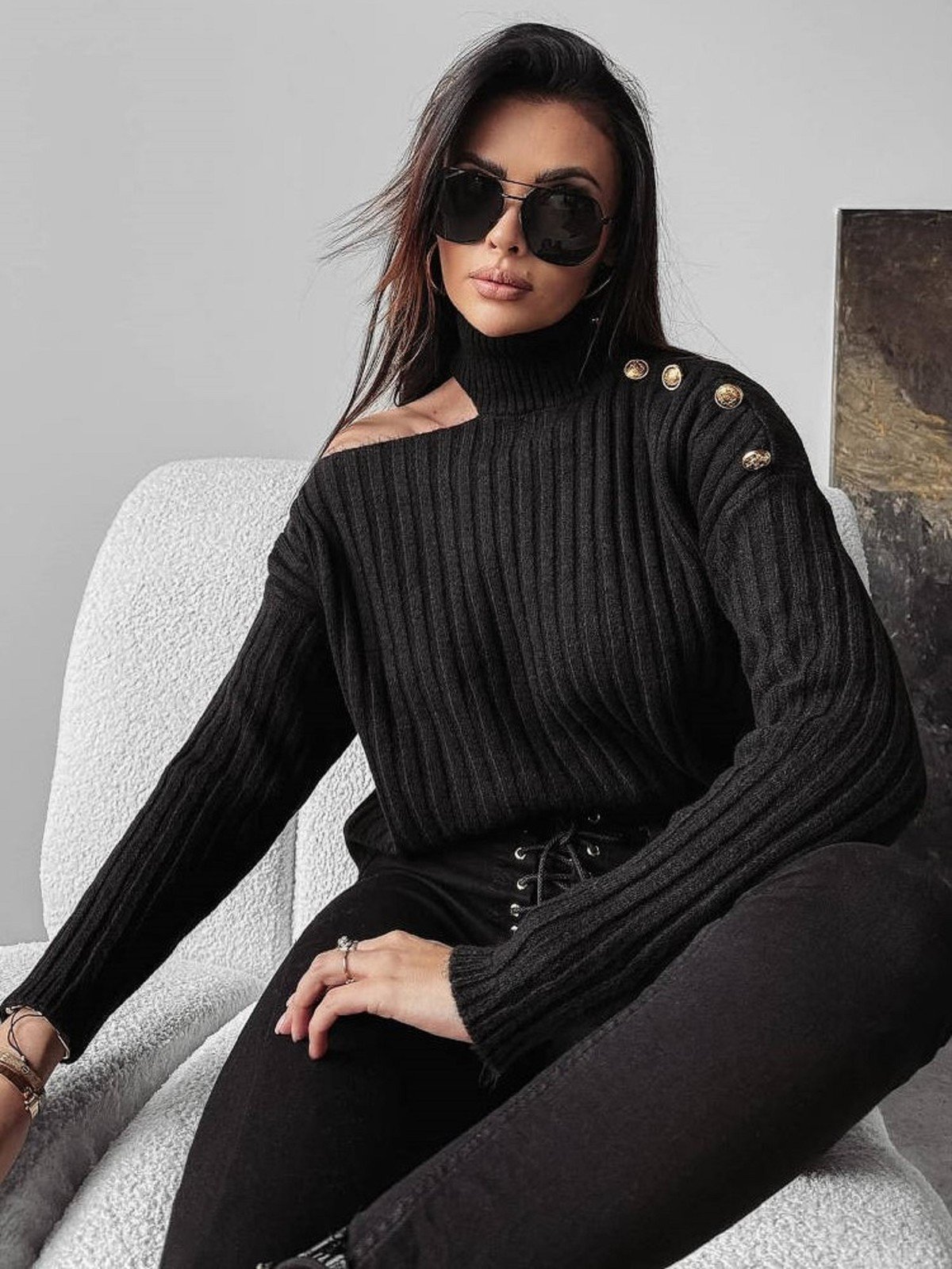 Black turtleneck ASHLEY 2023 OLAVOGA