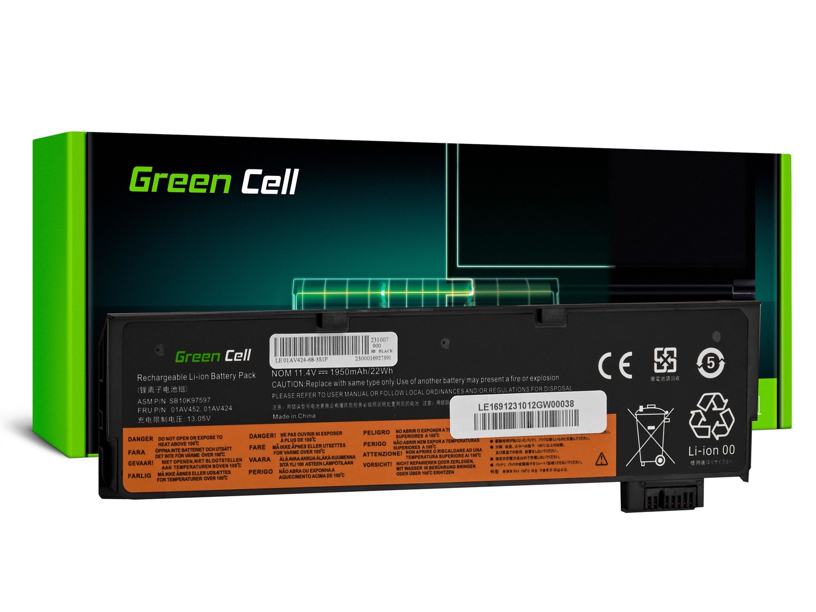 Green Cell Baterie 01AV422 01AV490 01AV491 01AV492 pro Lenovo ThinkPad T470 T480 T570 T580 T25 A475 A485 P51S P52S LE169 neoriginální
