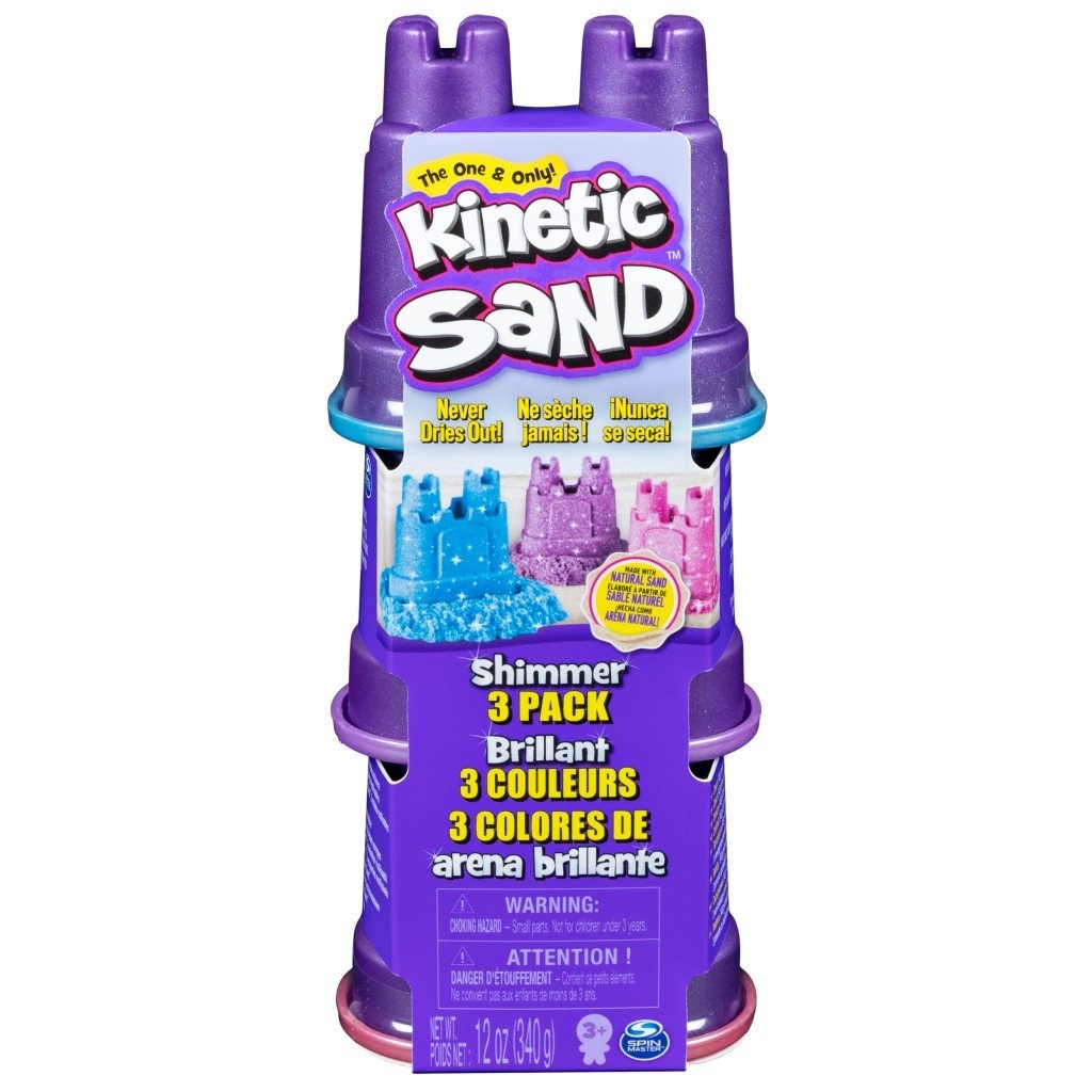 Kinetic sand tři kelímky třpytivého písku - Spin Master Kinetic Sand