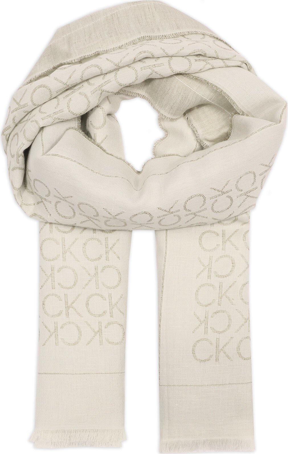 Šál Calvin Klein Jacquard K60K611738 Dk Ecru PC4