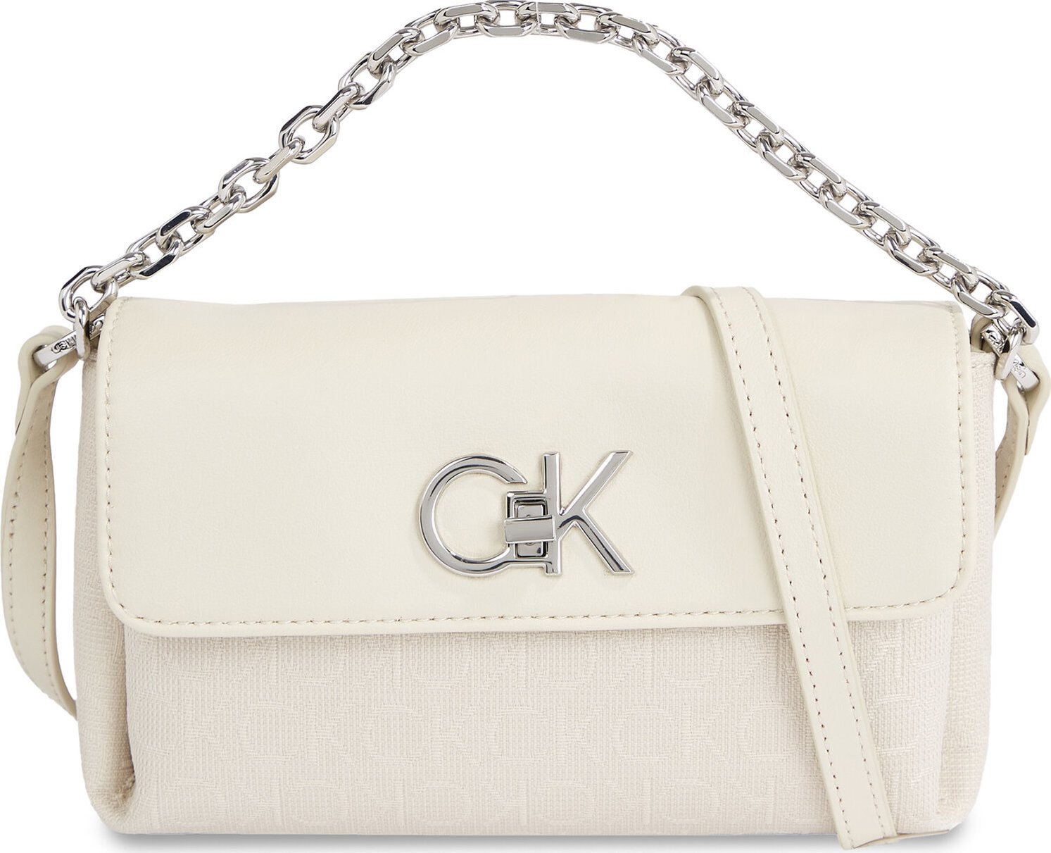 Kabelka Calvin Klein Re-Lock Mini Crossbody Bag_Jcq K60K611989 Dk Ecru Jacquard Mono PC4