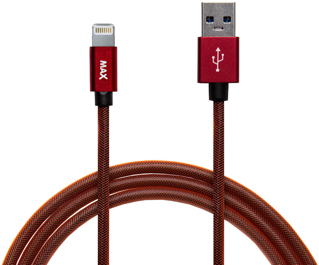 MAX kabel Lightning opletený, 1m, červená - 1374380