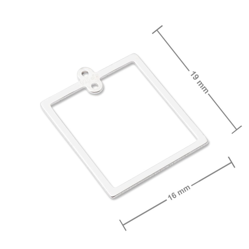 Amoracast náušnicové ramínko čtverec s dvěma ověsy 19x16mm stříbrné - 1 ks