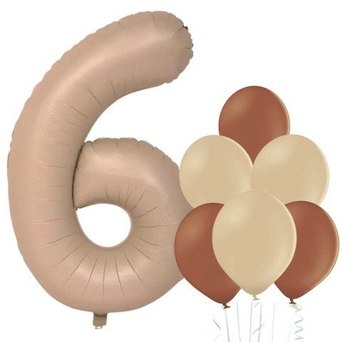 Balónek číslo 6 cappuccino 66 cm la griseo
