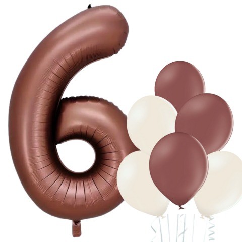 Balónek číslo 6 hnědý 66 cm la griseo