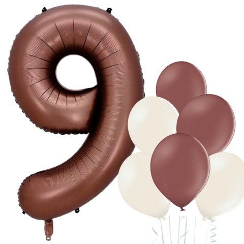 Balónek číslo 9 hnědý 66 cm la griseo