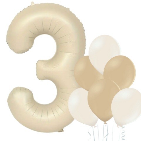 Balónek číslo 3 smetanový 66 cm la griseo