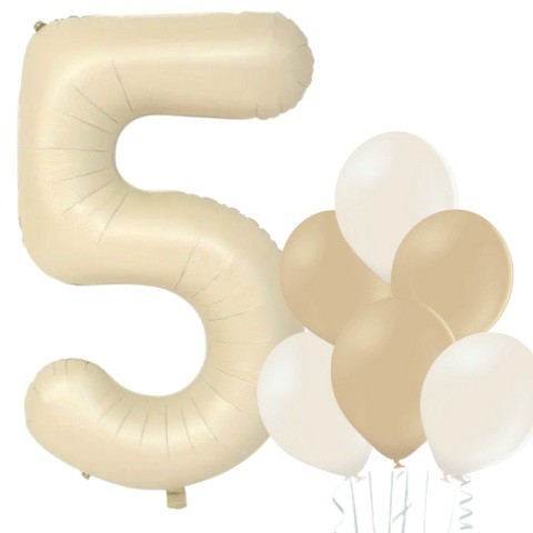 Balónek číslo 5 smetanový 66 cm la griseo