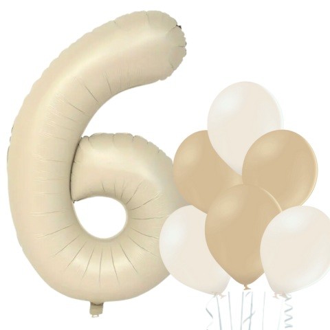 Balónek číslo 6 smetanový 66 cm la griseo