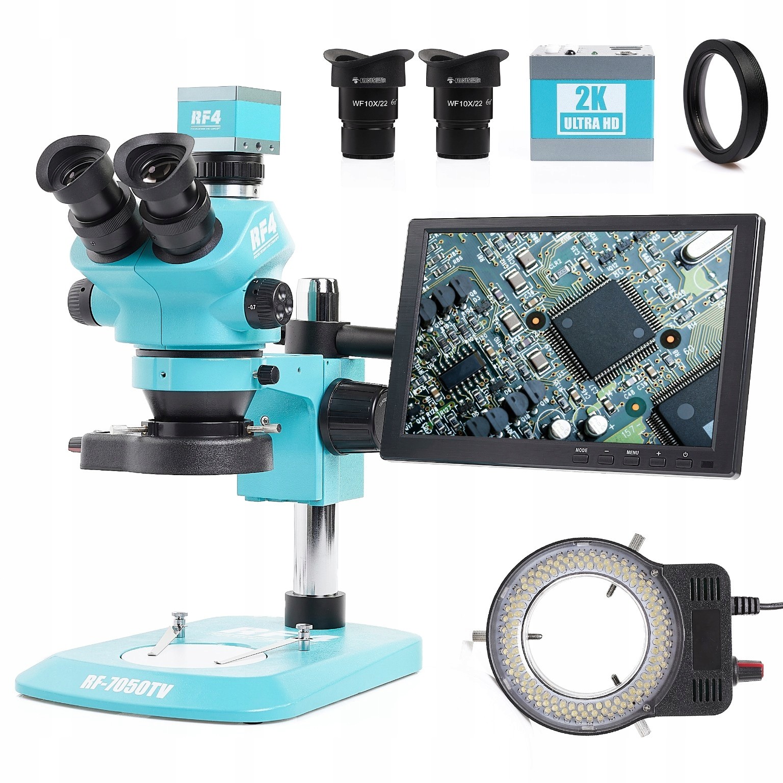 Profesionální Stereoskopický Mikroskop RF4 Kamera 2K Led Displej Set
