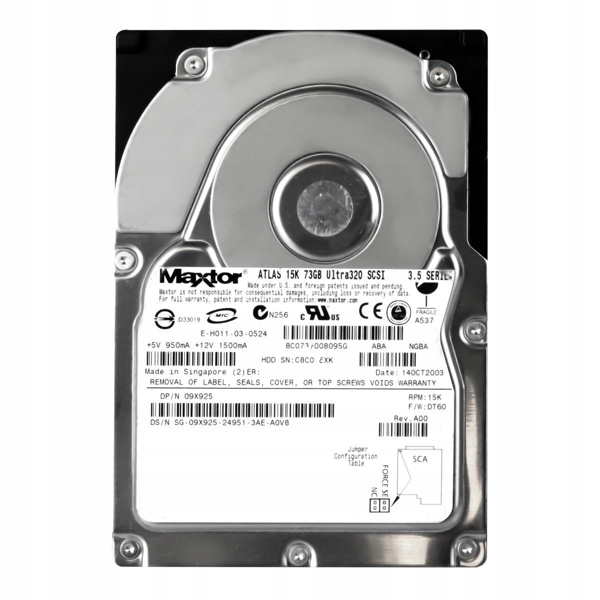 Dell 09X925 73GB 15K 8MB Scsi U320 3.5'' 8C073J0