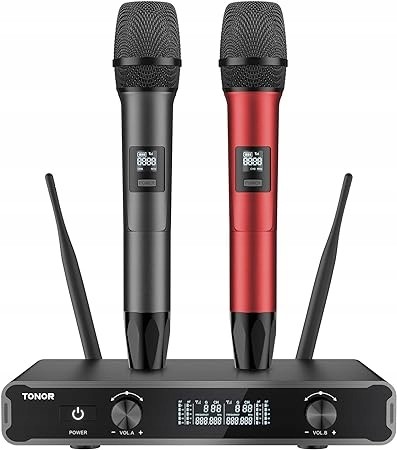 Tonor Bezdrátový Mikrofon TW-450 2KS, Do 60M. Kovová Červeno-šedá