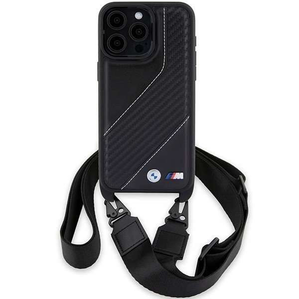 Pouzdro pro iPhone 15 Pro, Bmw M Power obal Karbon case řemínek na krk