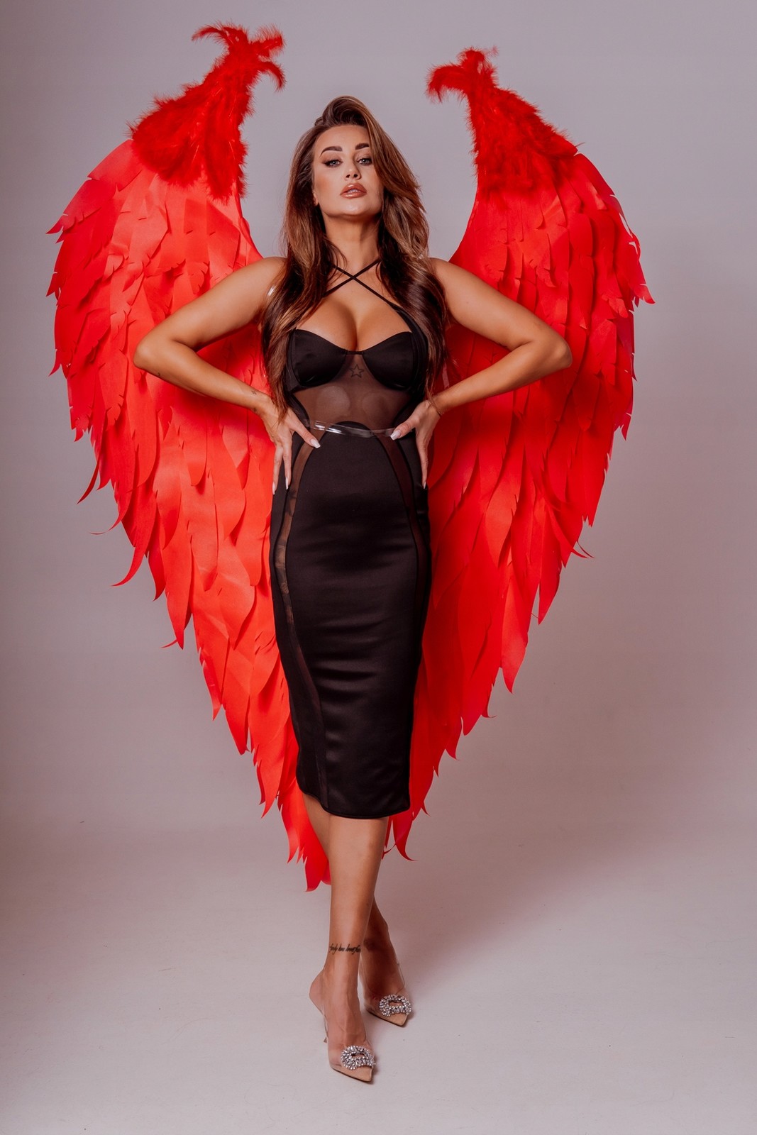 Křídla anděla červené fotografické zasedání Křídla na Valentýna