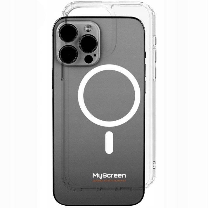 Pevné pouzdro MyScreen Case s MagSafe pro iPhone 15 Pro, transparentní zadní kryt