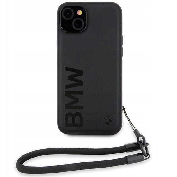 Pouzdro Bmw Leather obal Vodítko pro iPhone 14 Plus/15 Plus, kožený