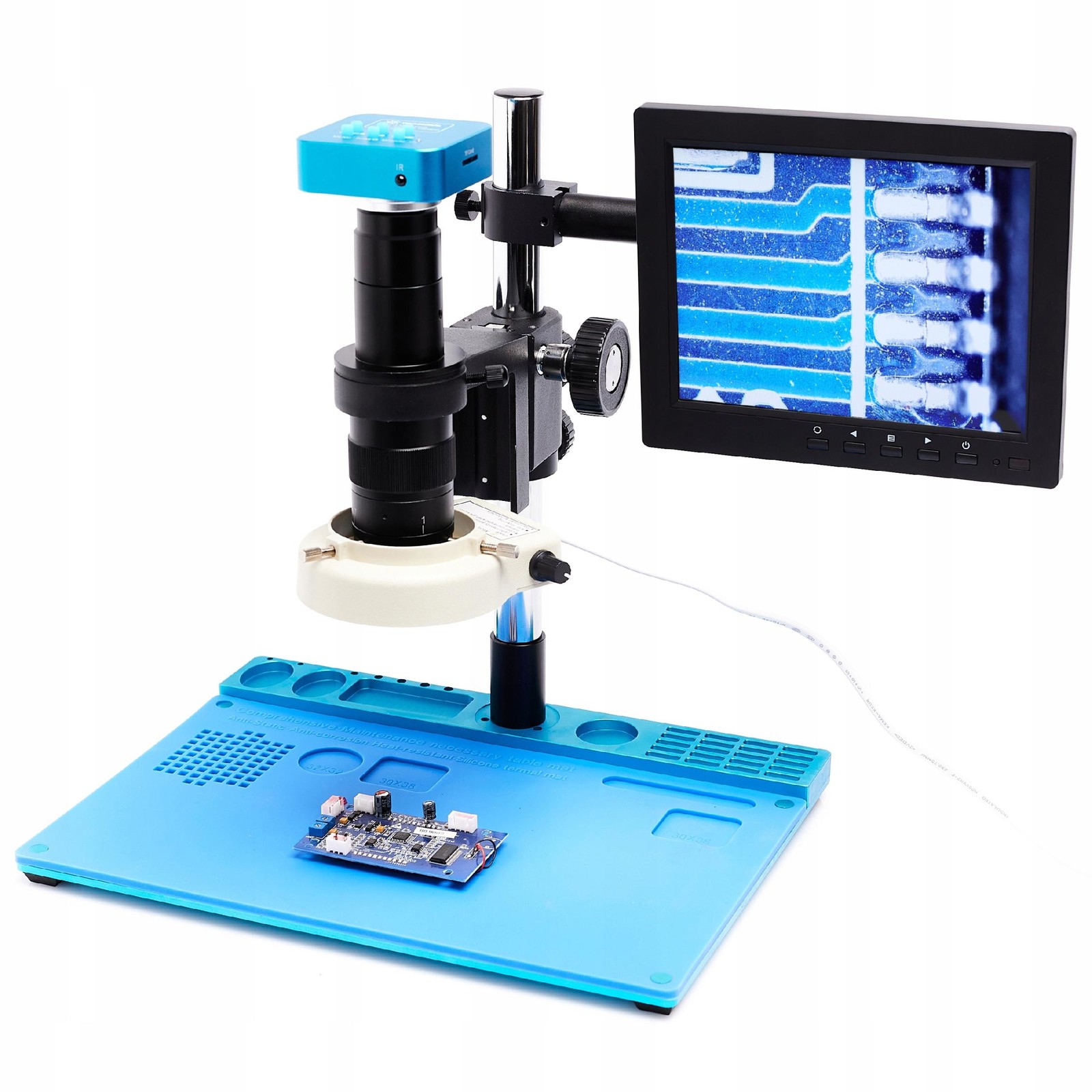 Digitální Mikroskop 10A Pro Pájení Držák Displej 16MP Kamera <span Class=