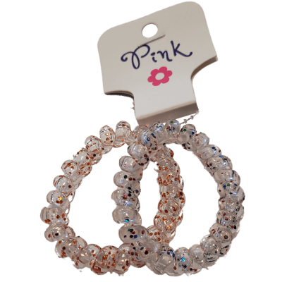 PINK - Spirálové gumičky do vlasů se třpytkami 2ks
