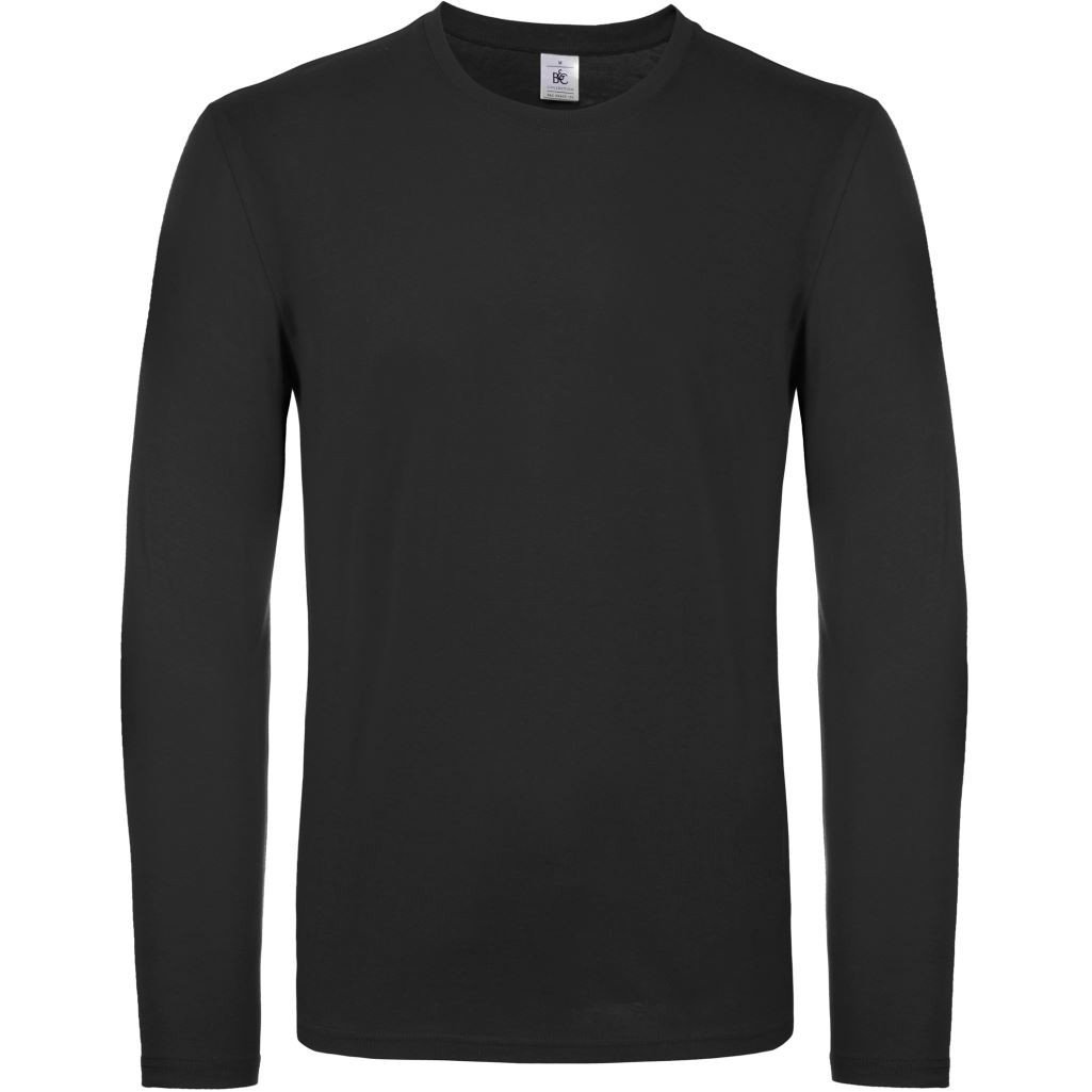 Pánské tričko s dlouhým rukávem B&C E150 dlouhý rukáv - černé, S