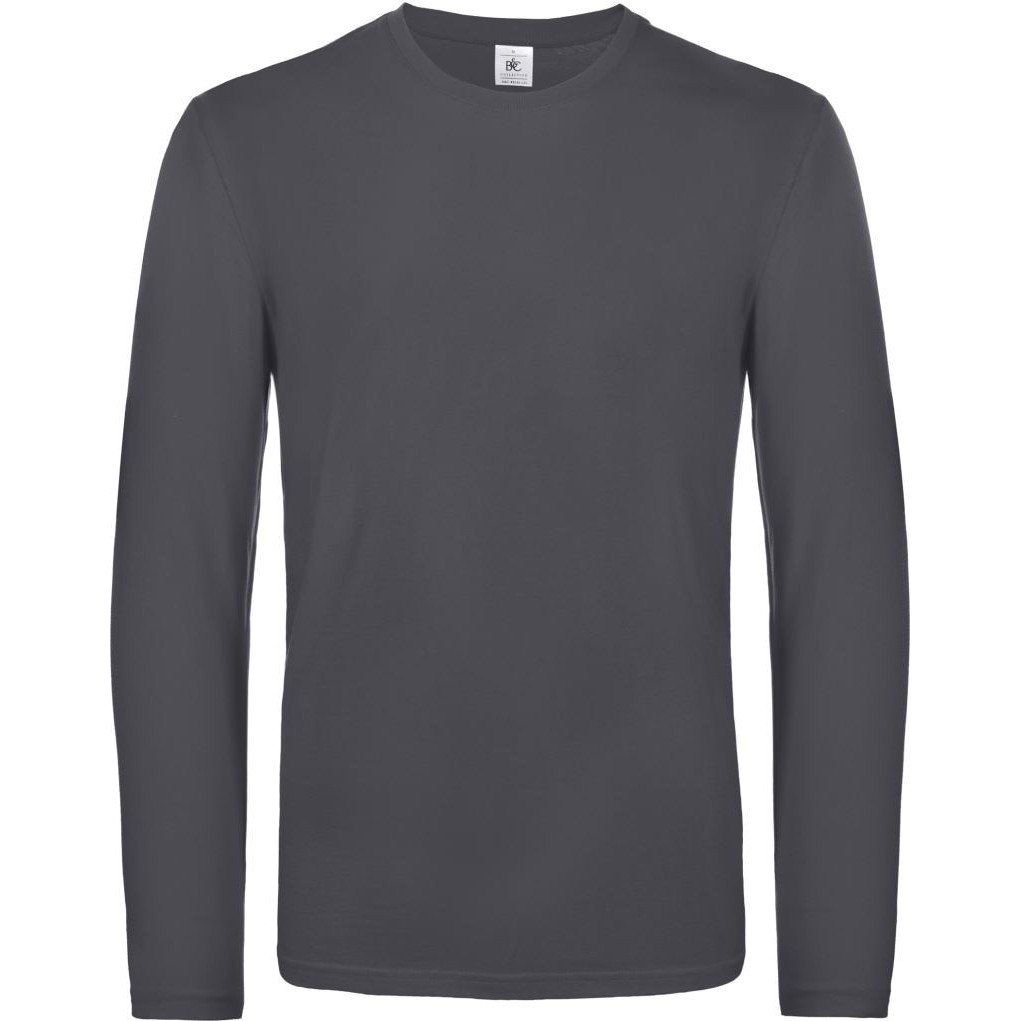 Pánské tričko s dlouhým rukávem B&C Exact 190 - tmavě šedé, S