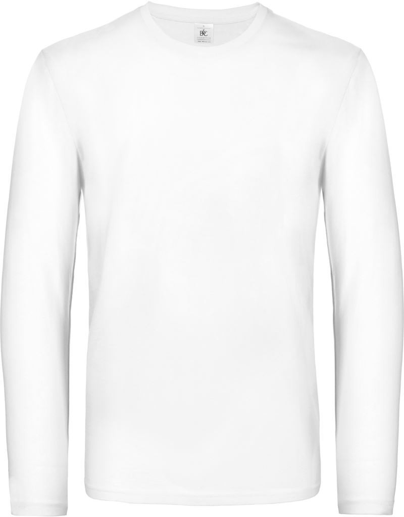 Pánské tričko s dlouhým rukávem B&C Exact 190 - bílé, S