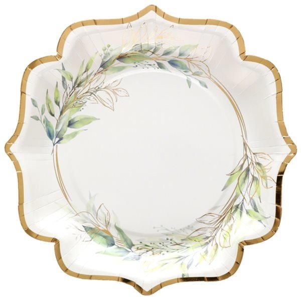 Talíře papírové Listy zelené 21 x 21 cm 10 ks