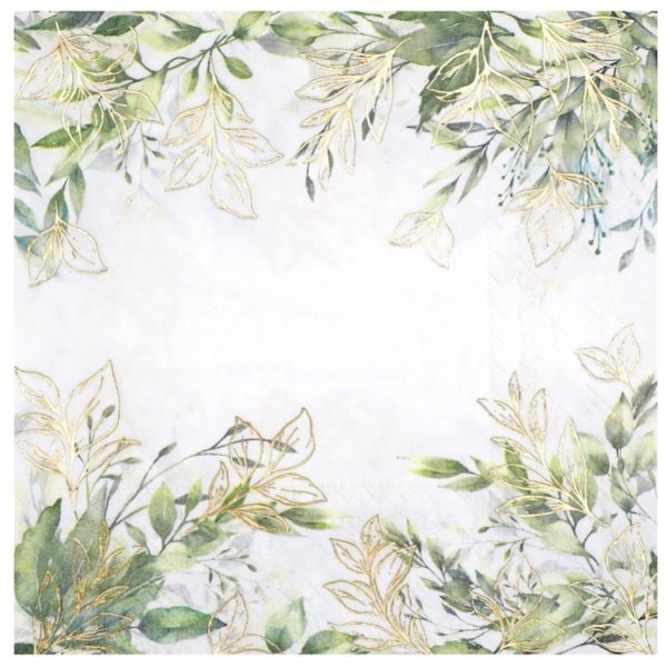 Ubrousky papírové Listy zelené 33 x 33 cm 20 ks