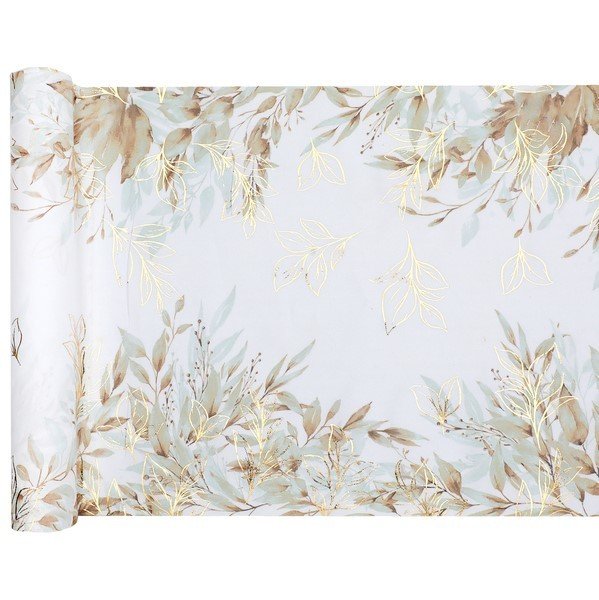 Šerpa stolová Listy přírodní 28 cm x 3 m