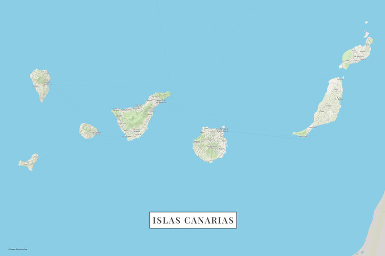 POSTERS Mapa Kanárské ostrovy color, (40 x 26.7 cm)